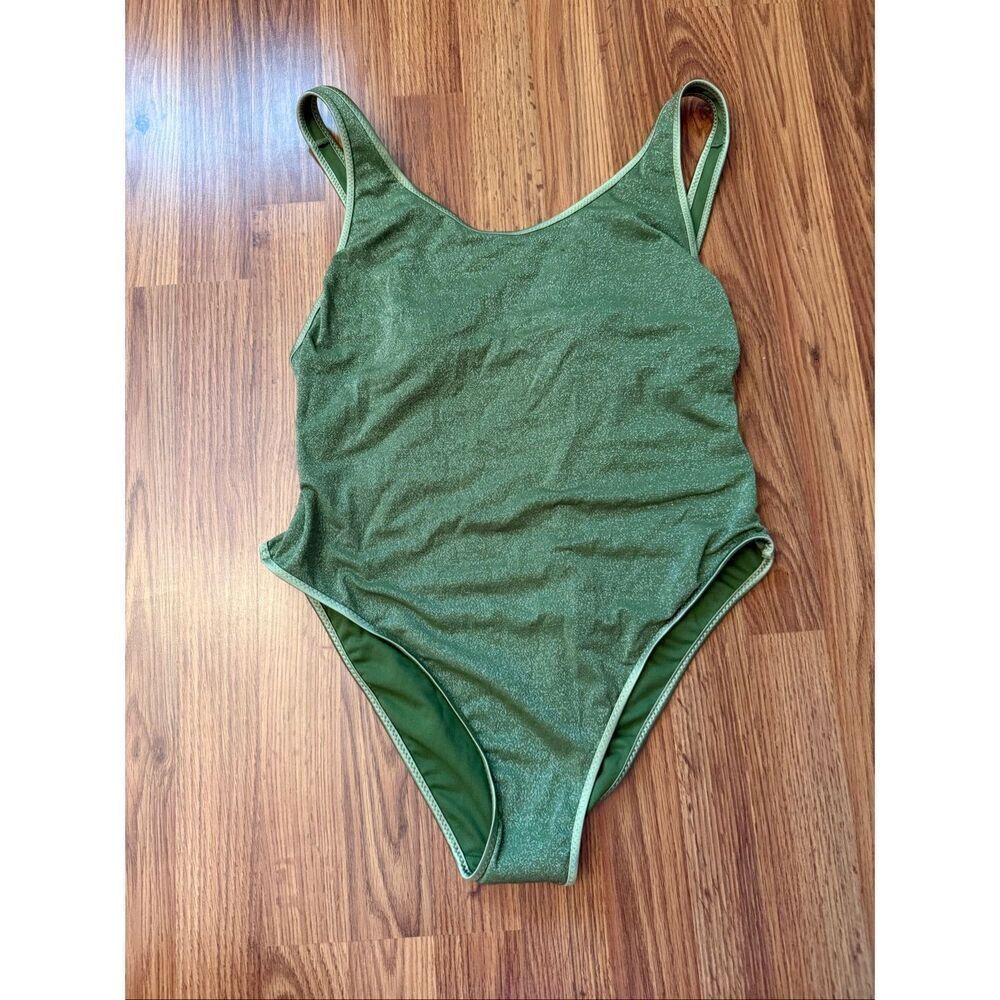 Fe Noel x Target Women's Scoop Neck Sparkly One Piece Swimsuit Green Large